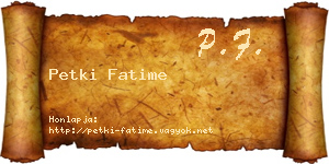 Petki Fatime névjegykártya